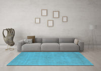 Machine Washable Oriental Light Blue Industrial Rug, wshurb2167lblu