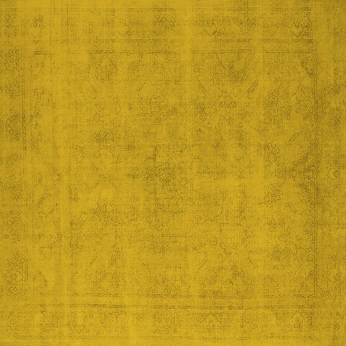 Square Machine Washable Oriental Yellow Industrial Rug, wshurb2167yw