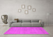 Machine Washable Oriental Pink Industrial Rug in a Living Room, wshurb2167pnk