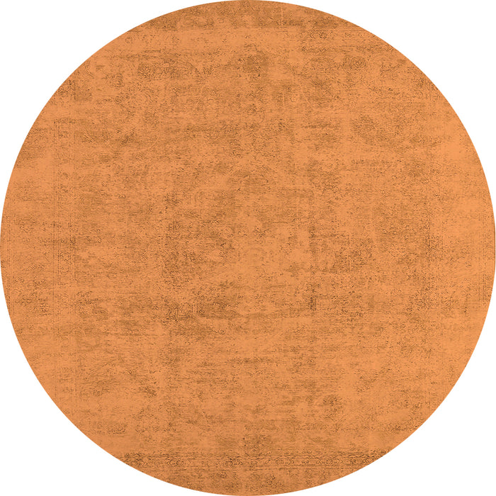 Round Machine Washable Oriental Orange Industrial Area Rugs, wshurb2168org