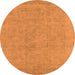 Round Machine Washable Oriental Orange Industrial Area Rugs, wshurb2168org