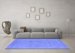 Machine Washable Oriental Blue Industrial Rug in a Living Room, wshurb2168blu