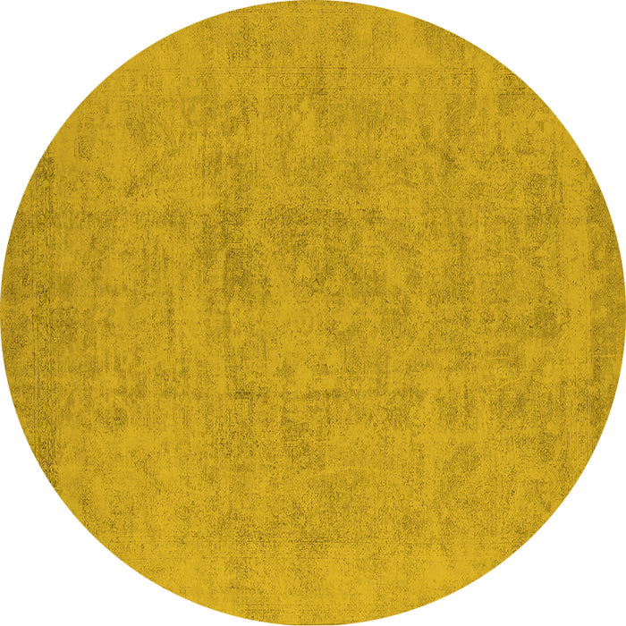 Round Oriental Yellow Industrial Rug, urb2168yw