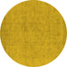 Round Oriental Yellow Industrial Rug, urb2168yw