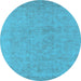 Round Oriental Light Blue Industrial Rug, urb2168lblu