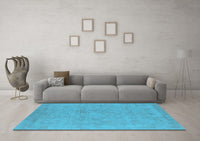 Machine Washable Oriental Light Blue Industrial Rug, wshurb2168lblu