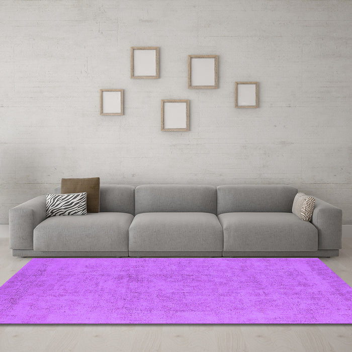 Machine Washable Oriental Purple Industrial Area Rugs in a Living Room, wshurb2168pur