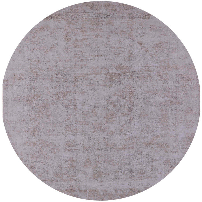 Round Machine Washable Industrial Modern Silver Pink Rug, wshurb2168