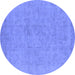 Round Oriental Blue Industrial Rug, urb2168blu