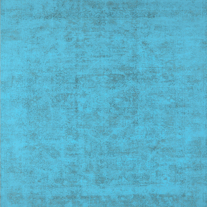 Square Machine Washable Oriental Light Blue Industrial Rug, wshurb2168lblu