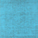 Square Machine Washable Oriental Light Blue Industrial Rug, wshurb2168lblu
