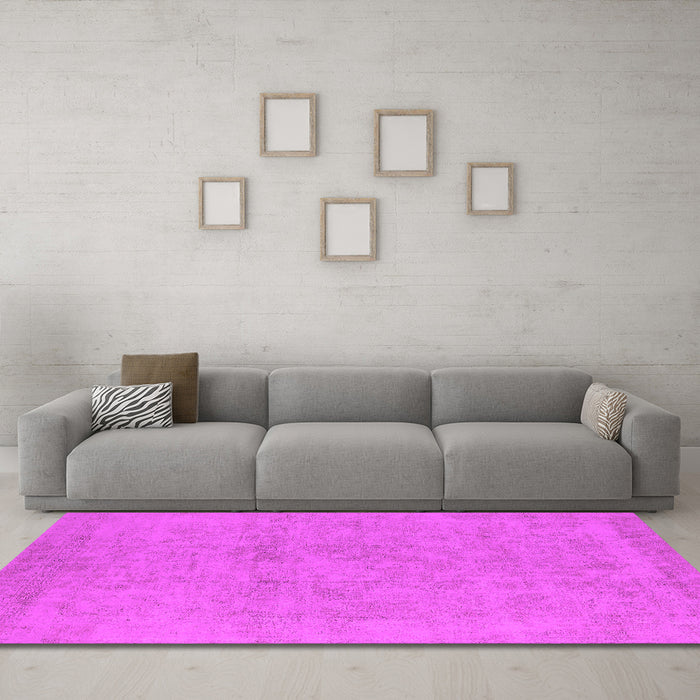 Machine Washable Oriental Pink Industrial Rug in a Living Room, wshurb2168pnk
