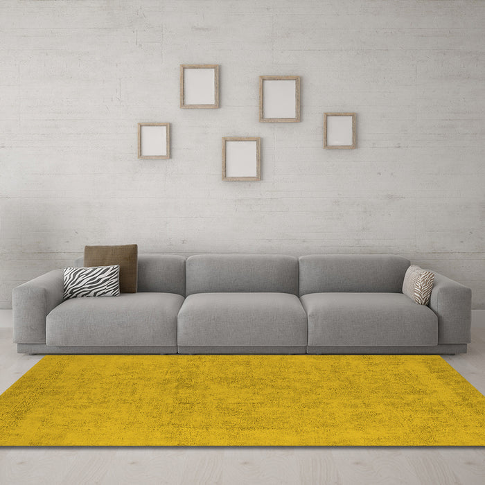 Machine Washable Oriental Yellow Industrial Rug in a Living Room, wshurb2168yw