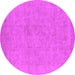 Round Machine Washable Oriental Pink Industrial Rug, wshurb2168pnk