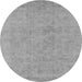 Round Machine Washable Oriental Gray Industrial Rug, wshurb2168gry