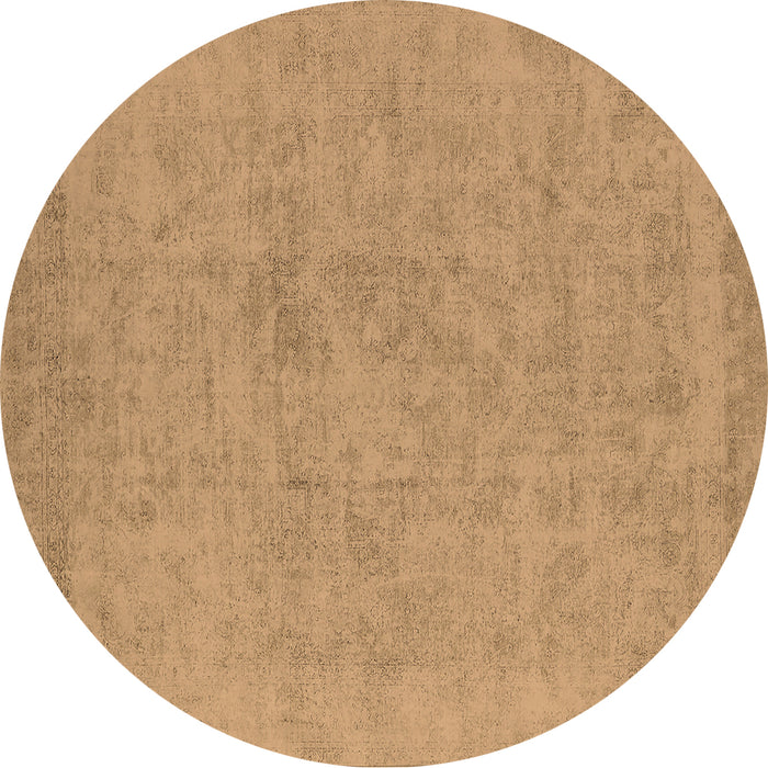 Round Oriental Brown Industrial Rug, urb2168brn