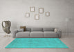 Machine Washable Oriental Turquoise Industrial Area Rugs in a Living Room,, wshurb2168turq