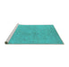 Sideview of Machine Washable Oriental Turquoise Industrial Area Rugs, wshurb2168turq