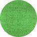 Round Oriental Green Industrial Rug, urb2169grn