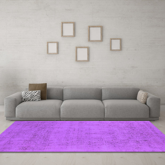 Machine Washable Oriental Purple Industrial Area Rugs in a Living Room, wshurb2169pur