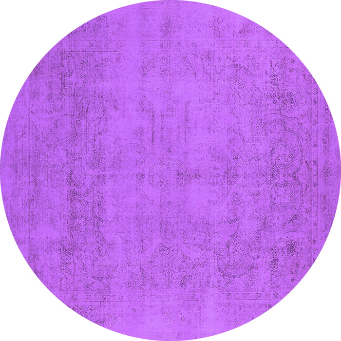 Round Machine Washable Oriental Purple Industrial Area Rugs, wshurb2169pur