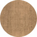 Round Oriental Brown Industrial Rug, urb2169brn