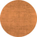 Round Machine Washable Oriental Orange Industrial Area Rugs, wshurb2169org