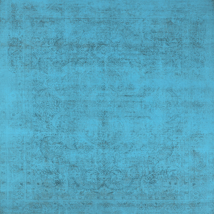 Square Machine Washable Oriental Light Blue Industrial Rug, wshurb2169lblu