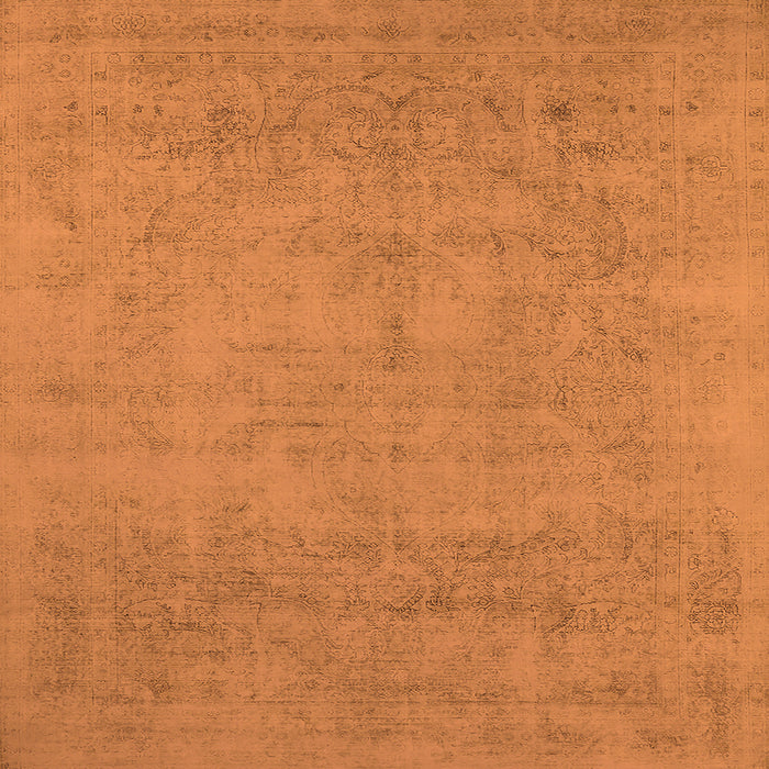 Square Machine Washable Oriental Orange Industrial Area Rugs, wshurb2169org
