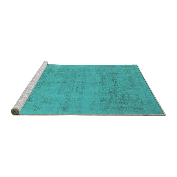 Sideview of Machine Washable Oriental Turquoise Industrial Area Rugs, wshurb2169turq