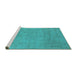 Sideview of Machine Washable Oriental Turquoise Industrial Area Rugs, wshurb2169turq