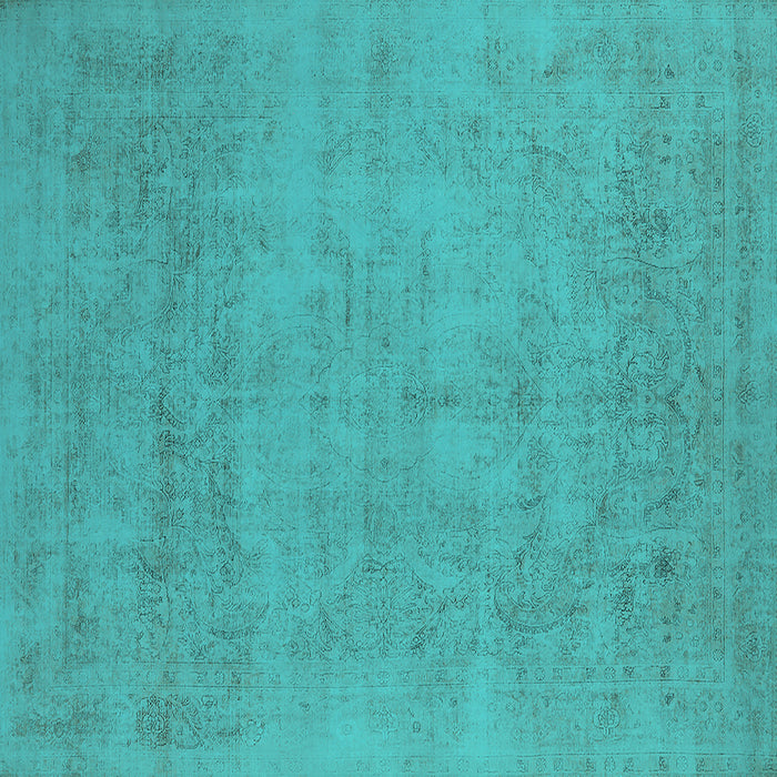 Square Oriental Turquoise Industrial Rug, urb2169turq