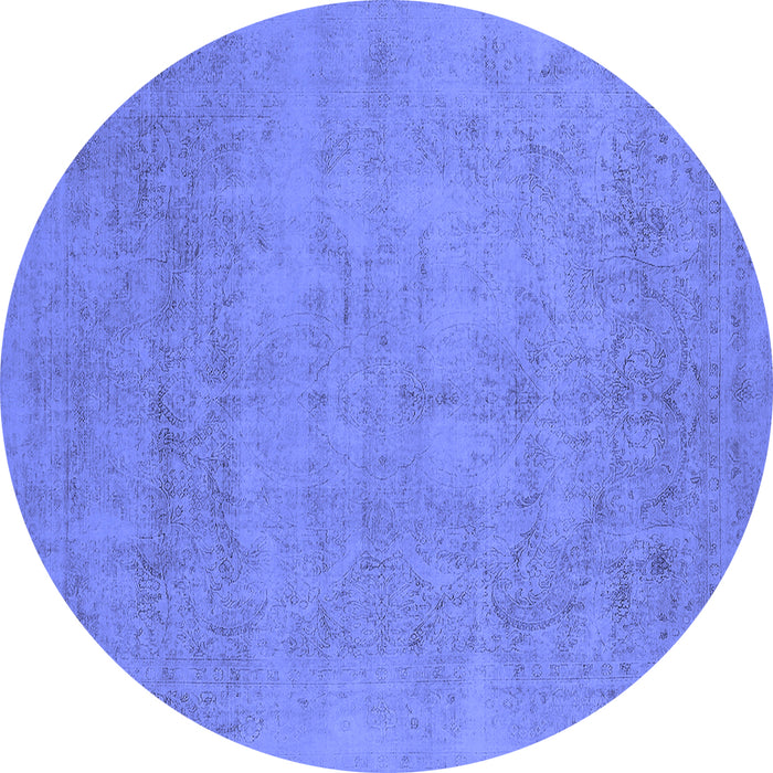 Round Oriental Blue Industrial Rug, urb2169blu