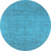 Round Oriental Light Blue Industrial Rug, urb2169lblu