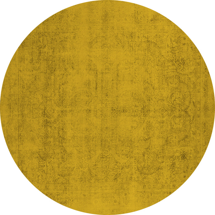 Round Oriental Yellow Industrial Rug, urb2169yw