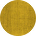 Round Oriental Yellow Industrial Rug, urb2169yw