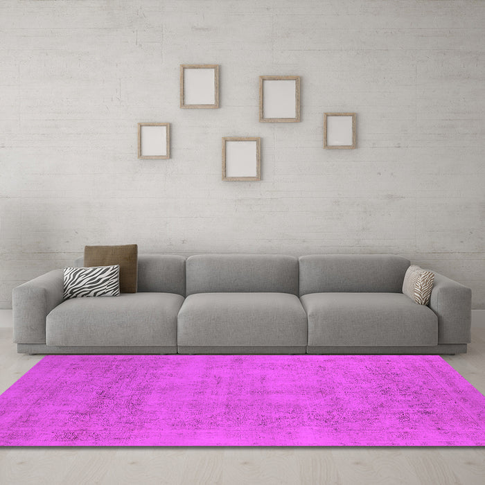 Machine Washable Oriental Pink Industrial Rug in a Living Room, wshurb2169pnk