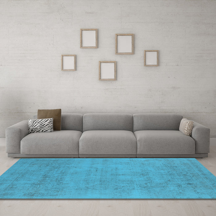 Machine Washable Oriental Light Blue Industrial Rug in a Living Room, wshurb2169lblu