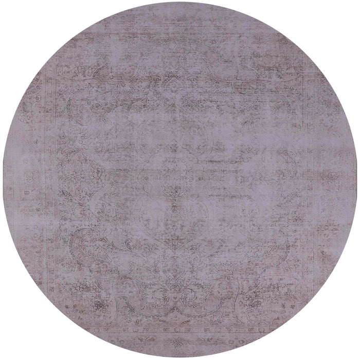 Round Mid-Century Modern Dark Gray Oriental Rug, urb2169