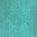 Square Oriental Turquoise Industrial Rug, urb2170turq