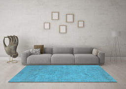 Machine Washable Oriental Light Blue Industrial Rug in a Living Room, wshurb2170lblu