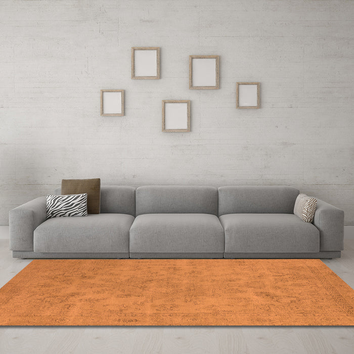 Machine Washable Oriental Orange Industrial Area Rugs in a Living Room, wshurb2170org