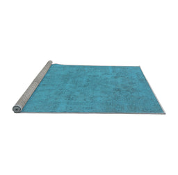 Sideview of Machine Washable Oriental Light Blue Industrial Rug, wshurb2170lblu
