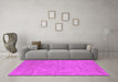 Machine Washable Oriental Pink Industrial Rug in a Living Room, wshurb2170pnk