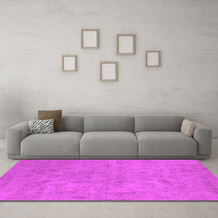 Machine Washable Oriental Pink Industrial Rug in a Living Room, wshurb2170pnk