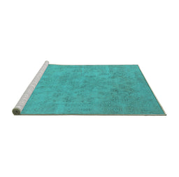 Sideview of Machine Washable Oriental Turquoise Industrial Area Rugs, wshurb2170turq