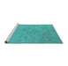 Sideview of Machine Washable Oriental Turquoise Industrial Area Rugs, wshurb2170turq