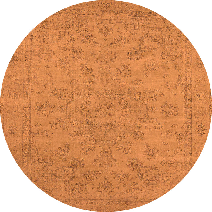Round Machine Washable Oriental Orange Industrial Area Rugs, wshurb2170org