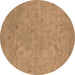 Round Oriental Brown Industrial Rug, urb2170brn