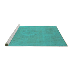 Sideview of Machine Washable Oriental Turquoise Industrial Area Rugs, wshurb2171turq